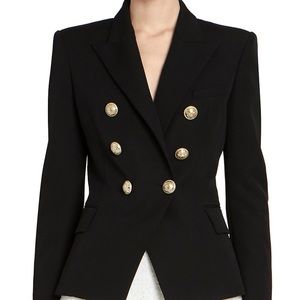 $2700 NEW BALMAIN BLACK WOOL DOUBLE BREASTED BLAZER SIZE 8/10 (FR 42)